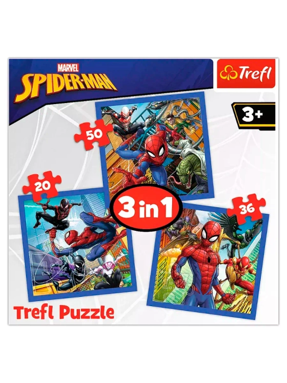 Пазлы для детей 3 4 лет 3 в 1 Человек Паук