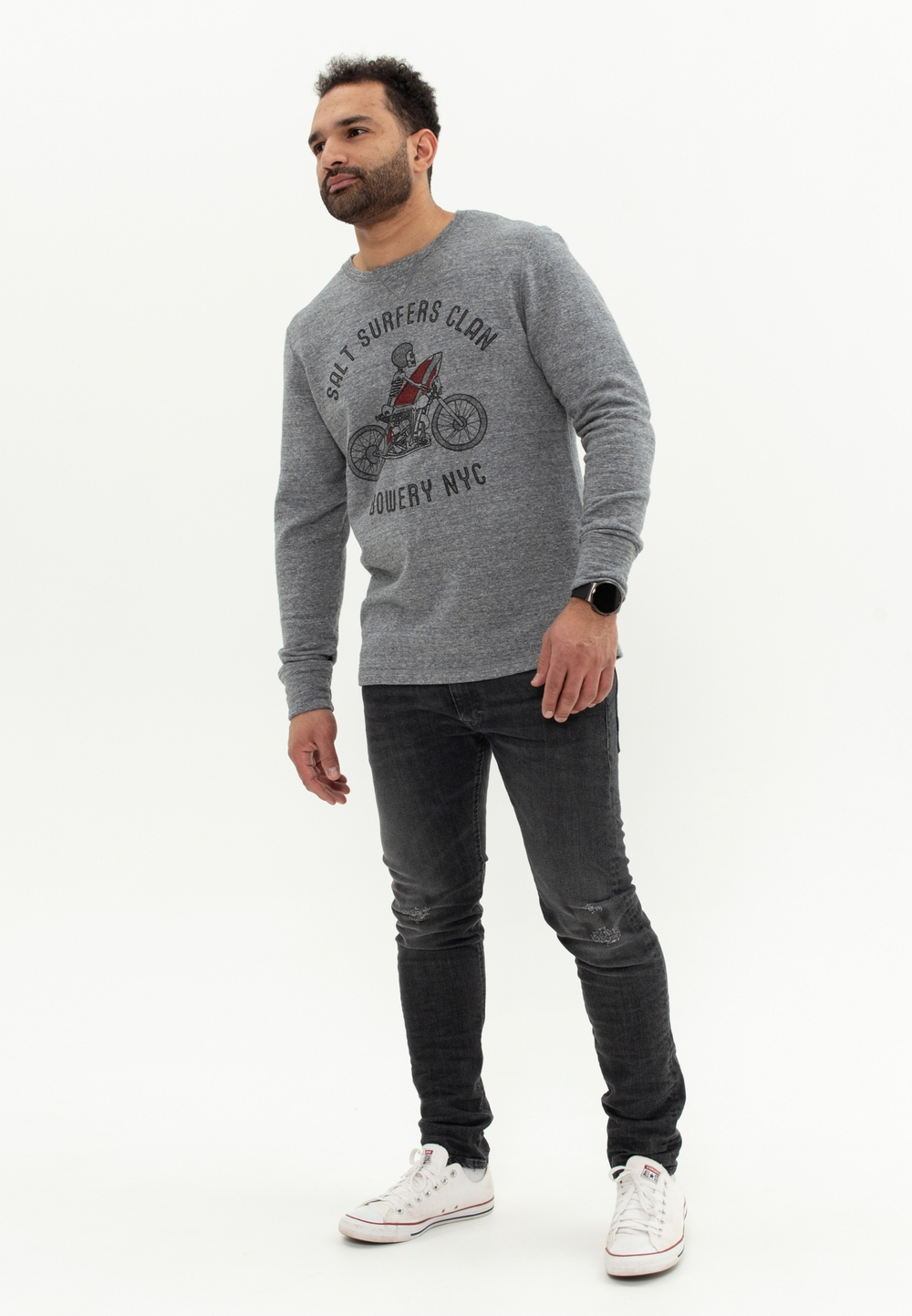 Свитшот Bowery NYC "Salt Surfers Clan" Black Melange