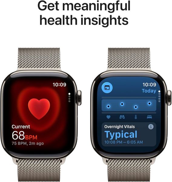 Умные часы Apple Watch Series 11 42 мм из титана натурального цвета, миланский сетчатый браслет натурального цвета