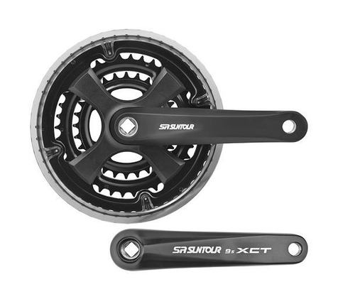 Кривошипный механизм (шатун правый со звездой, шатун левый, защита цепи пластик.) CW-XCT-T418-PBBG 26/36/48 зубьев 175мм, арт. 580181 (10216170/261020/0281175, Китай)