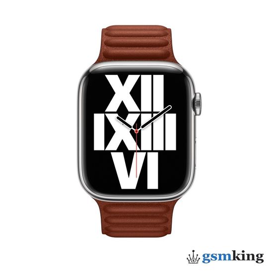 Apple Watch Leather Link 45mm Umber - S/M (130–160mm)
