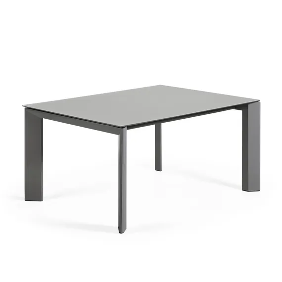 Раздвижной стол Axis 160-220x90 см, черное стекло, черный каркас