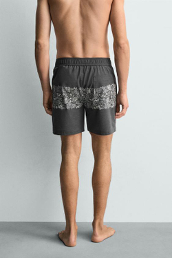 ZARA ДЛИННЫЕ ПЛАВКИ С ЦВЕТОЧНЫМ ПРИНТОМ, МОРСКОЙ СИНИЙ