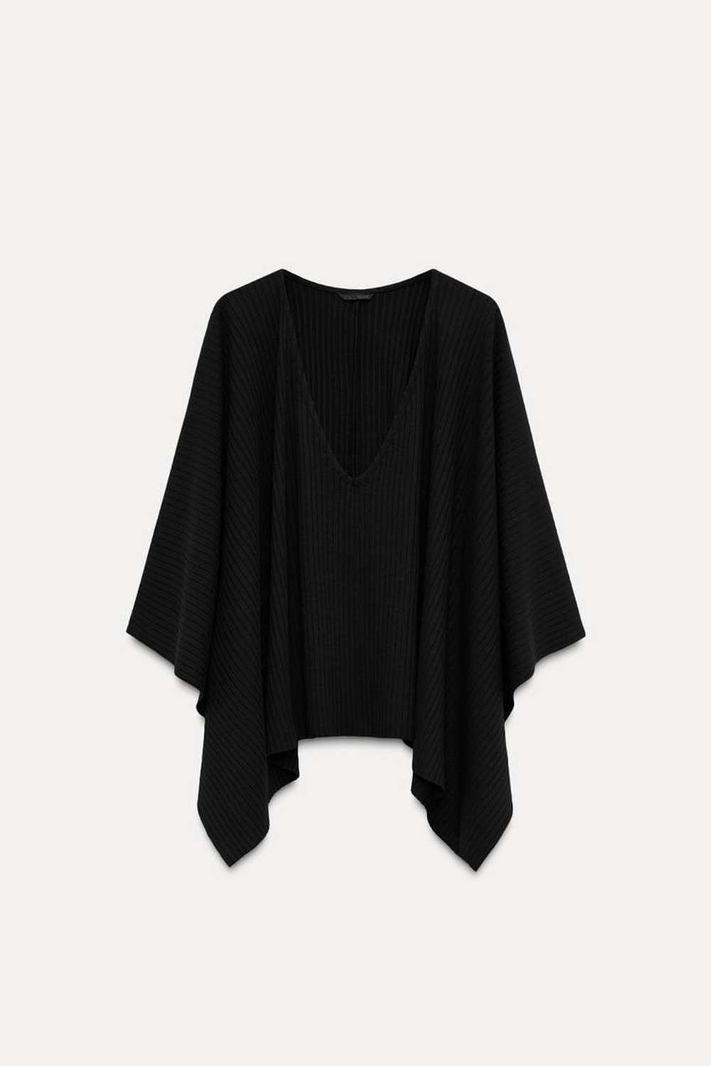 ZARA НАКИДКА АСИММЕТРИЧНОГО КРОЯ В РУБЧИК, ЧЕРНЫЙ