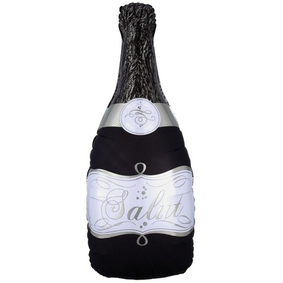 Фольгированный шар-фигура «Бутылка Шампанского» в черном цвете, 91 см