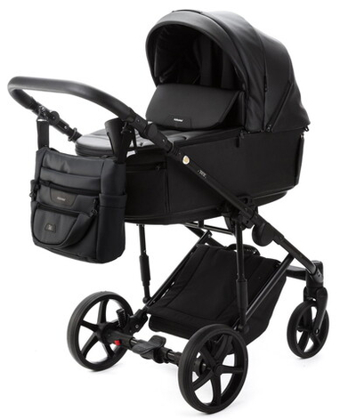 Детская коляска Adamex Zico Deluxe New 2 в 1 ZN-SA02 ЧЕРНАЯ КОЖА