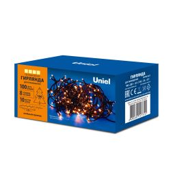 ULD-S1000-100-DGA WARM WHITE IP20 Гирлянда светодиодная. 10м. 100 светодиодов. Теплый белый свет. Провод зеленый. ТМ Uniel