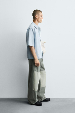 ZARА ДЖИНСОВАЯ РУБАШКА С ВЫШИВКОЙ, ГОЛУБОЙ