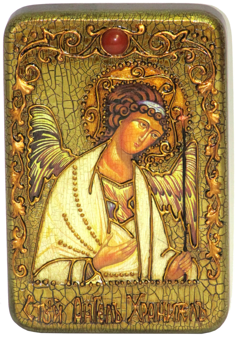 Икона "Ангел Хранитель" 15х10см на натуральном дереве в подарочной коробке