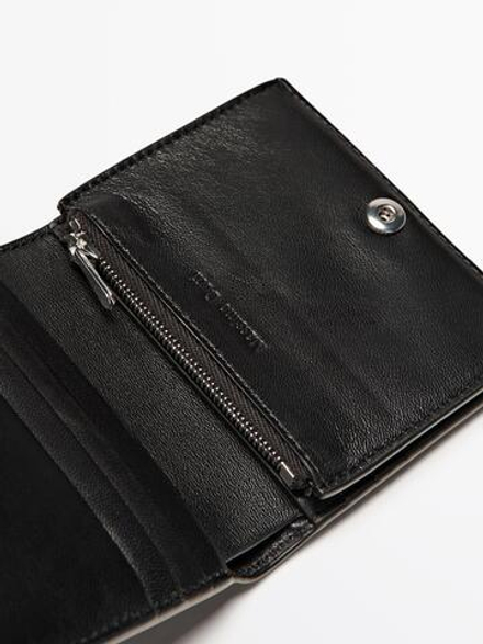 Massimo Dutti Кошелек из натуральной кожи наппа, черный