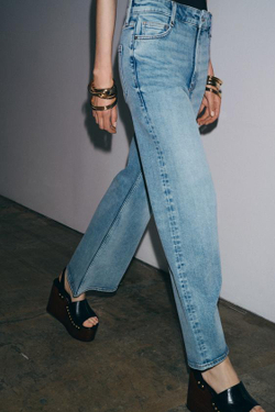 ZARA ДЖИНСЫ WIDE LEG С ВЫСОКОЙ ПОСАДКОЙ — ZW COLLECTION, ГОЛУБОЙ