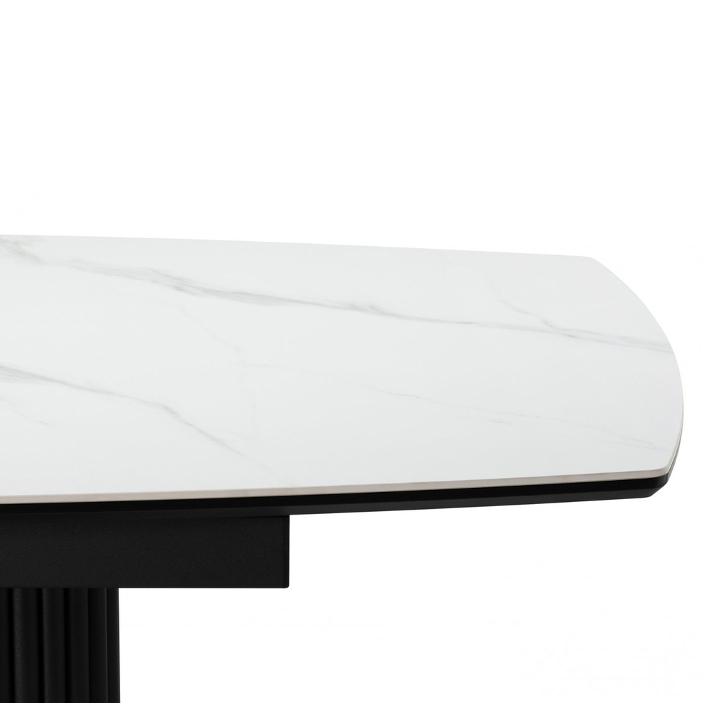 Керамический стол Woodville Фестер 140(180)х80 белый мрамор snow white, черный