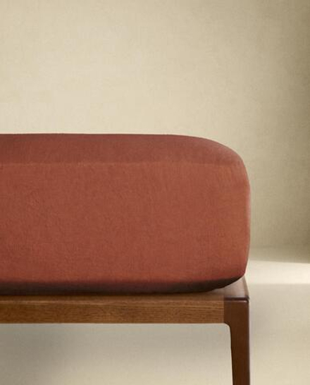 Zara Home - Простыня брюки из постиранного льна, высота 30 см (140 г / м2), кремовый, 200х200х30 см