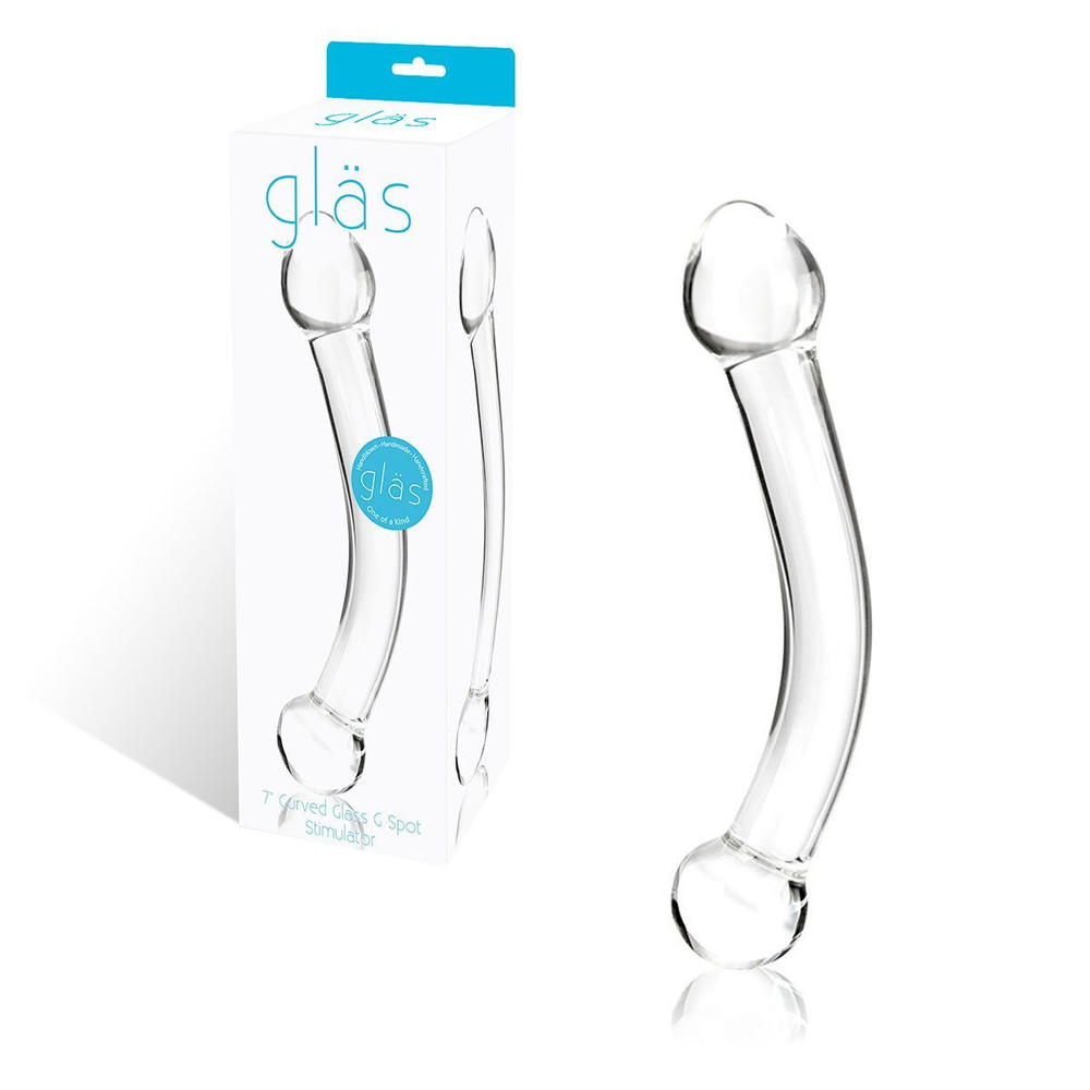 Прозрачный стеклянный фаллос для стимуляции точки G Curved Glass - 17 см. (Цвет: прозрачный)