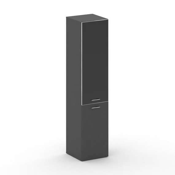 Fresco Шкаф узкий высокий правый FRU.SU-101 (R) black Базальт UM/Лакобель Черный/Хром 450*460*2000