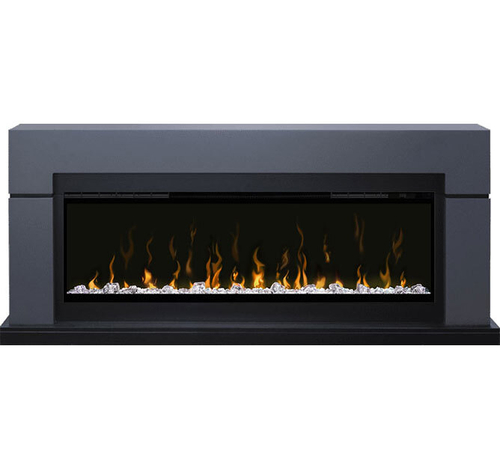 Каминокомплект Lindos (линейный) - Серый графит с очагом Ignite XLF50