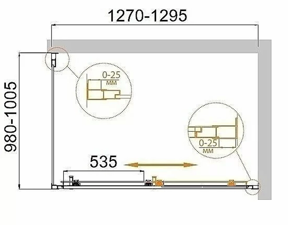 Душевой уголок Cezares Molveno 130x100 MOLVENO-AH-11-130/100-C-Cr-IV стекло прозрачное/профиль хром