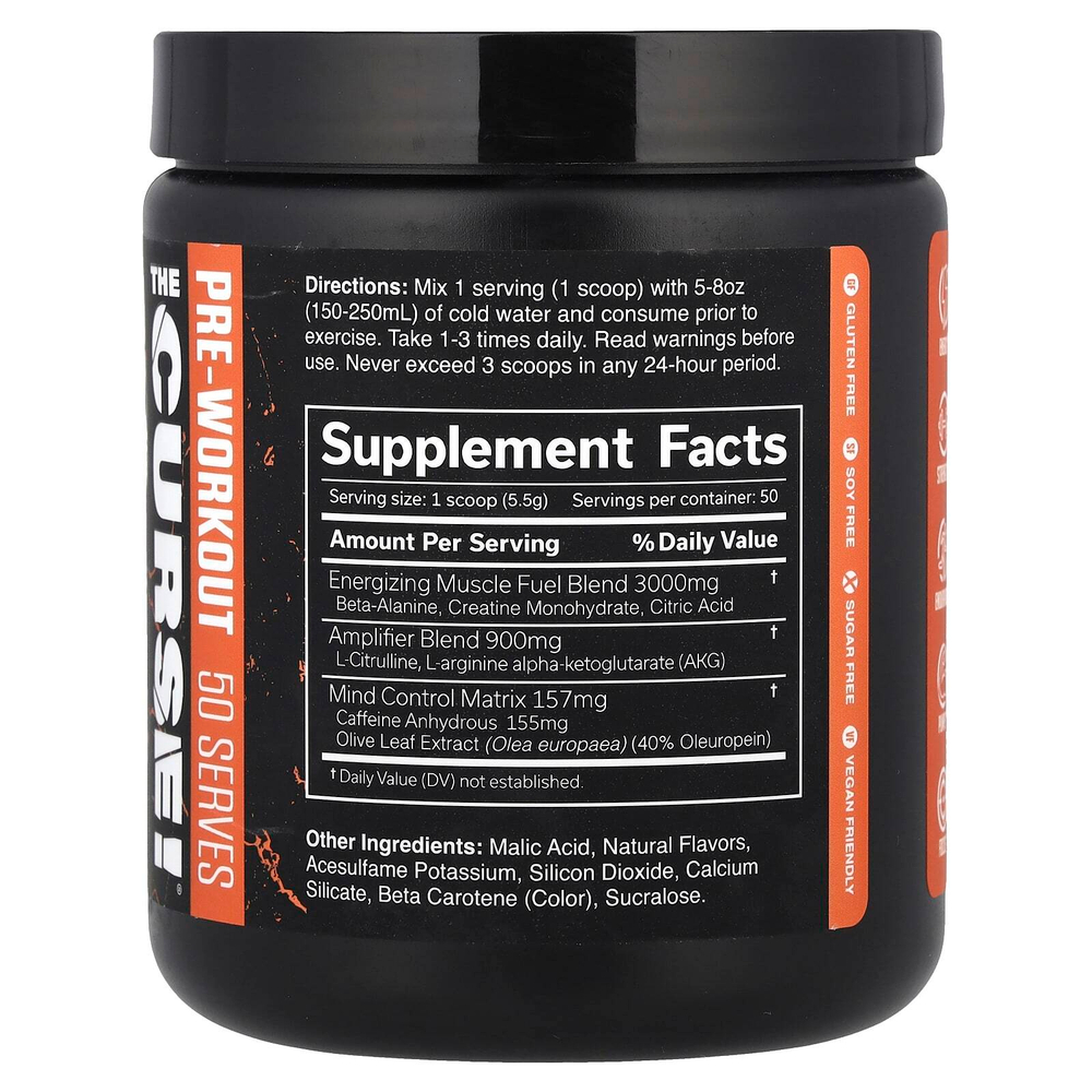 JNX Sports, The Curse! ®, предтренировочный комплекс, персик и манго, 275 г (9,7 унции)