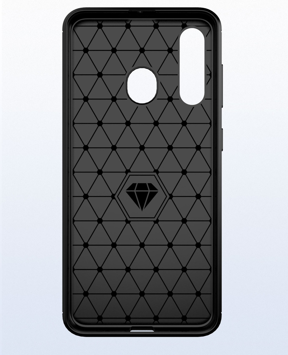 Чехол для Samsung Galaxy A60 (Galaxy M40) цвет Black (черный), серия Carbon от Caseport