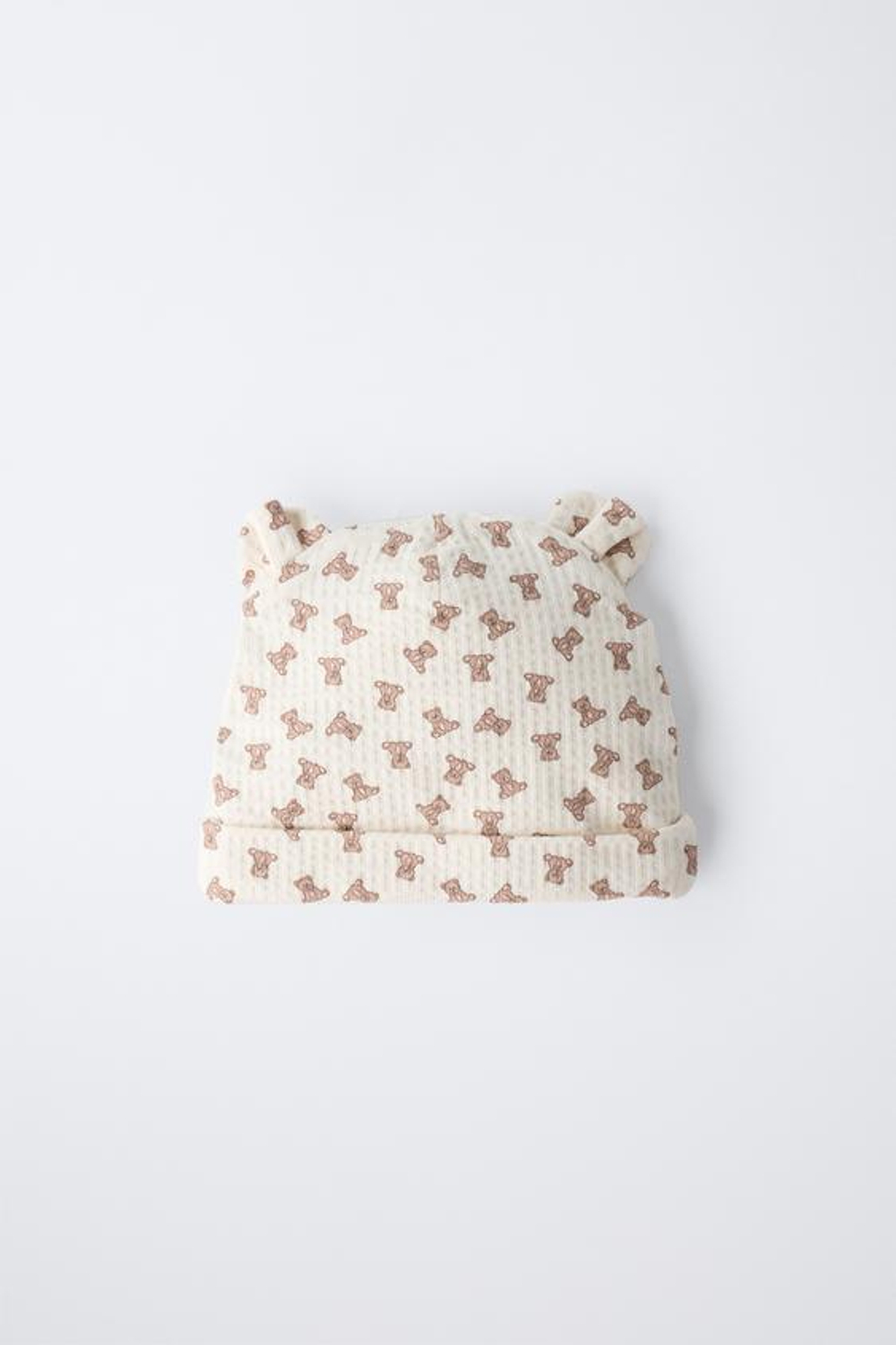 ZARA ШАПКА С УШКАМИ И МЕДВЕЖАТАМИ, ЭКРЮ