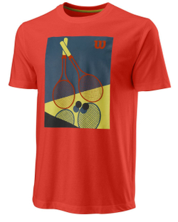 Мужская теннисная футболка Wilson Racket Duo Tech Tee M - fiesta