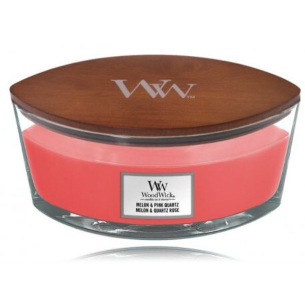 WoodWick Melon&Pink Quartz - Ароматическая свеча с дыней и розовым кварцем 453 г