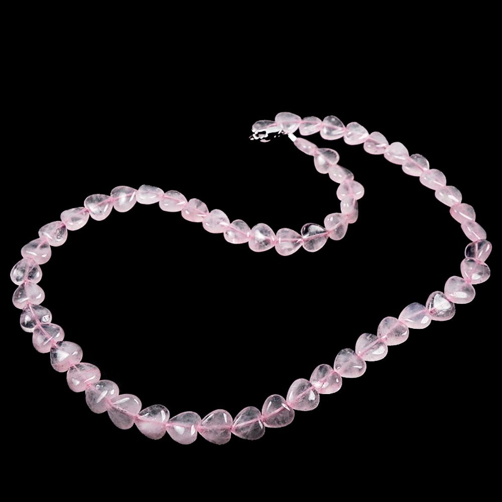 Бусы "Сердечки" розовый кварц