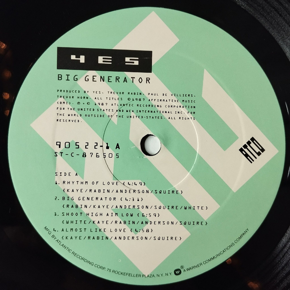 Винтажная виниловая пластинка LP Yes Big Generator (USA 1987) Almost Like Love