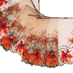 Вышивка на сетке бежевая/оранжевая (правая) 15 см