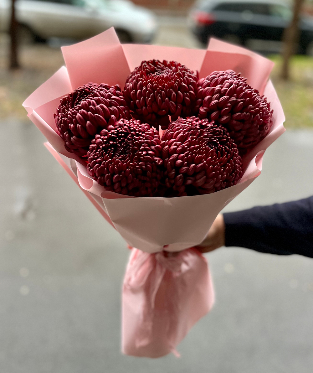 Моно букет с хризантемой Бигуди