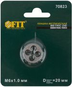 Плашка метрическая, легированная сталь М6х1,0 мм, FIT, 70823