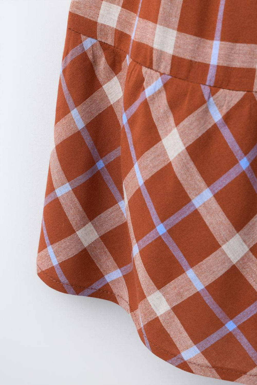 ZARA ЮБКА МИДИ В КЛЕТКУ, ЧЕРЕПИЧНЫЙ