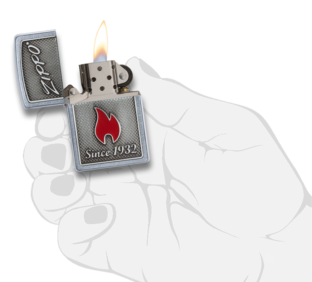Зажигалка Zippo Classic с покрытием Street Chrome, латунь/сталь, серебристая, матовая, 36x12x56 мм