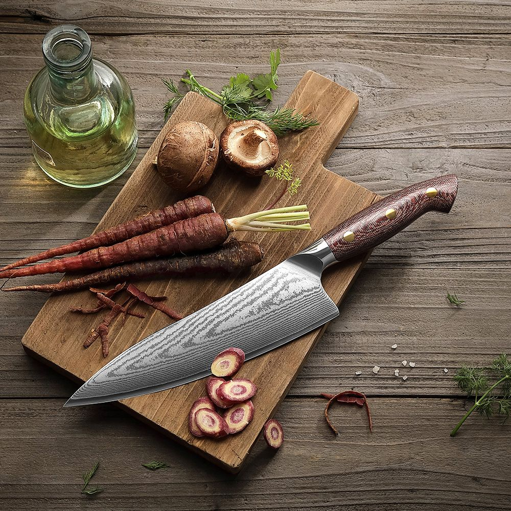 Кухонный нож Hezhen X02M Chef нож 8 дюймов клинок 67 Layers Damascus рукоять микарта, длина лезвия 21 см