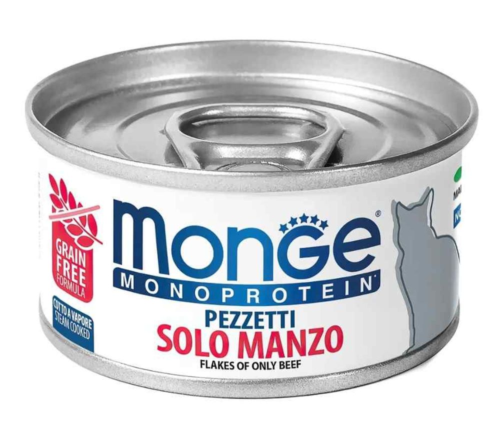 Monge Cat 80г Monoprotein хлопья для кошек из мяса Говядины