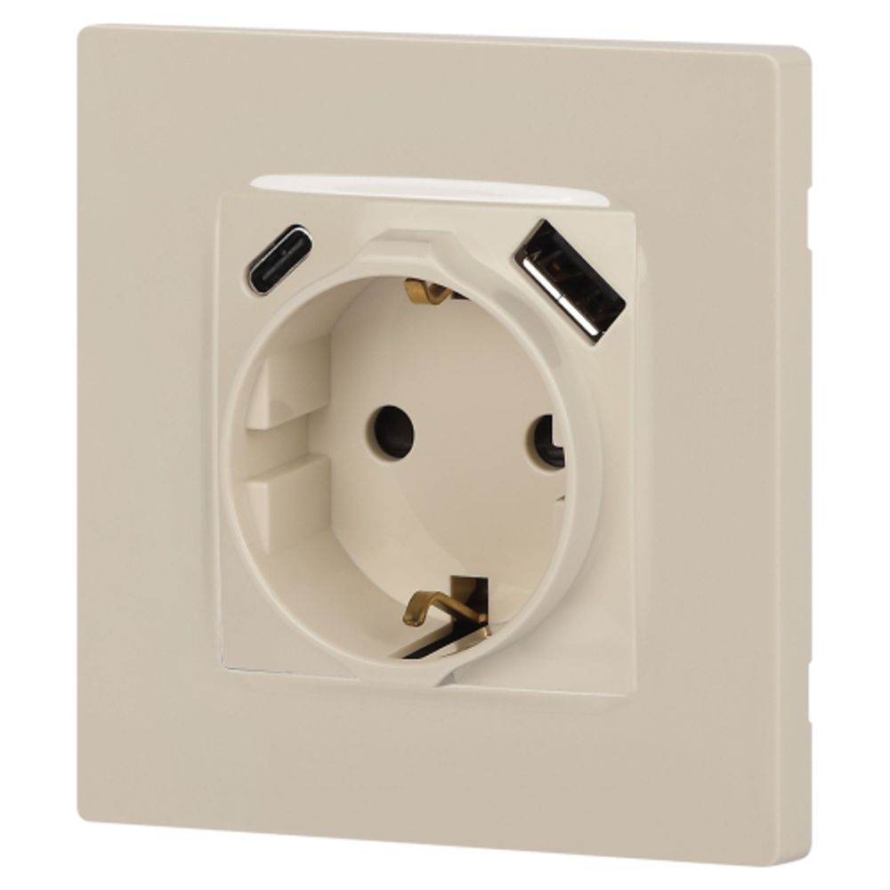 Розетка ЭРА Серия 12 12-4108-02 2P+E 16A-250В со шторками с USB type-A+C 5В-3А слоновая кость