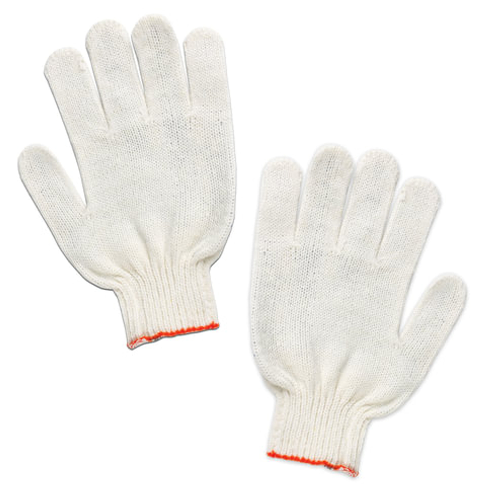 Перчатки хлопчатобумажные, КОМПЛЕКТ 5 ПАР, 7,5 класс, 36-38 г, 166 текс, БЕЗ ПВХ, LAIMA "СТАНДАРТ", БЕЛЫЕ