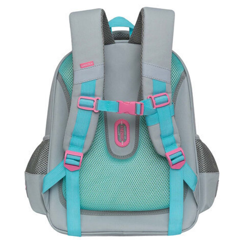 Ранец GRIZZLY анатомическая спинка, c брелоком, для девочек, "MAGIC CAT", 36х28х20 см, RAz-286-2/1