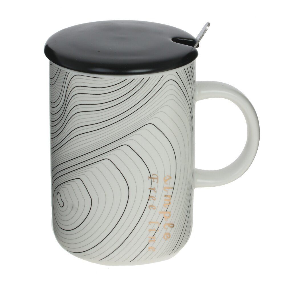 GAEM Кружка с крышкой и ложкой, 400 мл, L12 W8 H11,5 см, 4в.