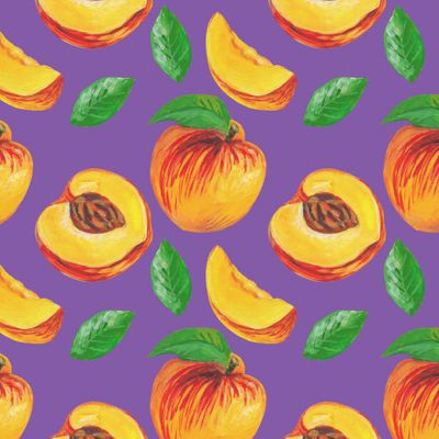 Персики с листиками