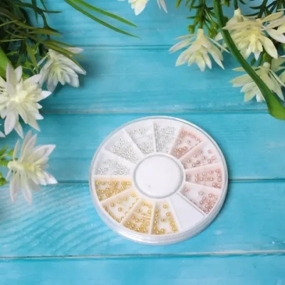 Украшение для нейл-арта «Nail Art Design», бусинки, цвет золото, серебро и бронза, в пакете, 7*7см