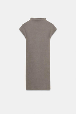 ZARA КОРОТКОЕ ПЛАТЬЕ С ВОРОТНИКОМ-СТОЙКОЙ, СЕРОВАТО-КОРИЧНЕВЫЙ