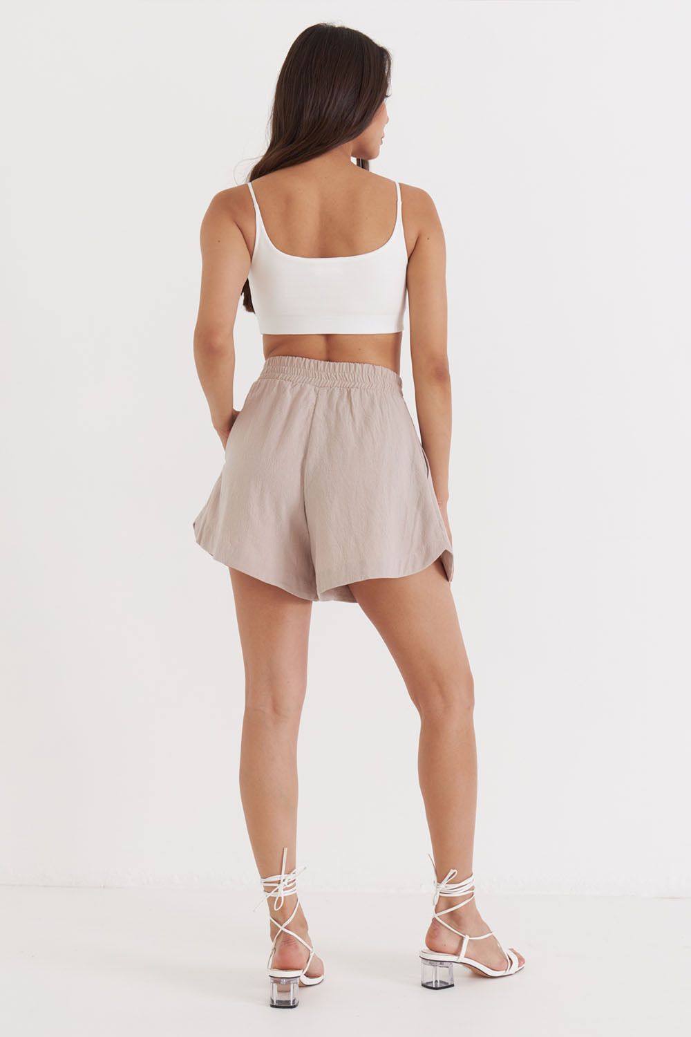 Шорты из вареного хлопка цвета какао