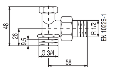 Вентиль обратный Oventrop Combi 2 1091072 НР 3/4"х1/2" угловой для радиаторов