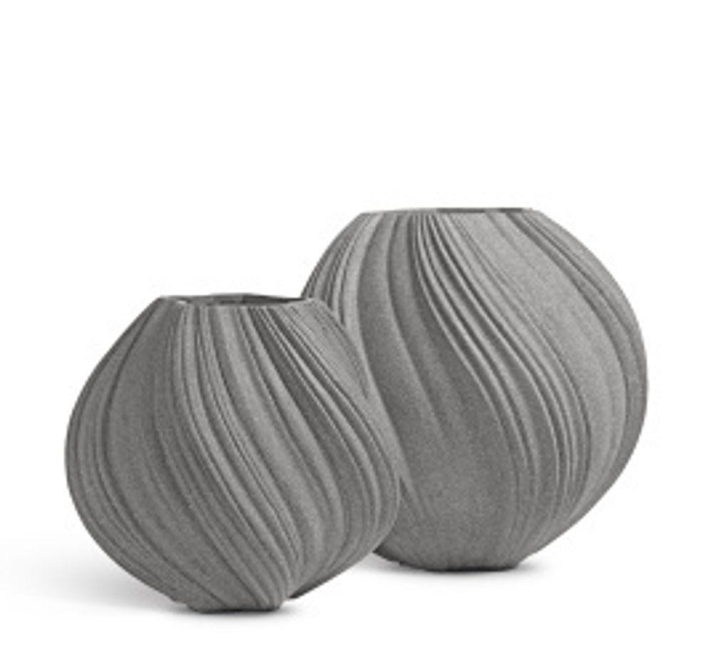Кашпо-ваза TREEZ Effectory Dune Сферическая Дизайн-ваза Дымчато-серый песок д-30 см, в-33 см 1/1