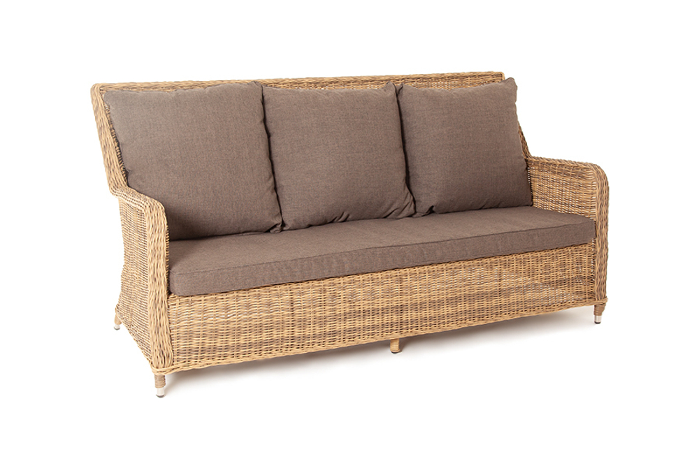 "Гляссе" диван трехместный из искусственного ротанга, цвет соломенный