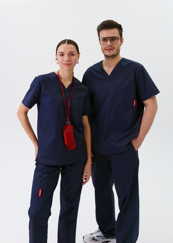 Топ медицинский унисекс Ред Бейс, нэви хлопок