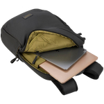 The Laser backpack for 15.6" laptops and 16" MacBooks, made from water-resistant resin-coated fabric obtained from recycled plastic, features a compact design and excellent pocket organization.