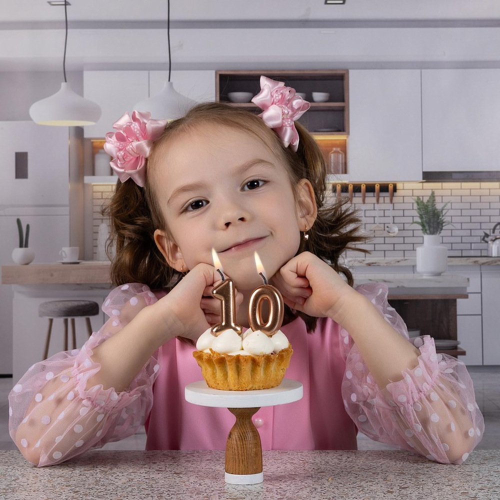 Свечи-цифры Розовое золото 4,5см