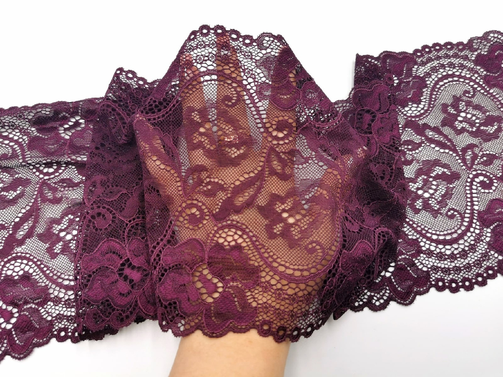Эластичное кружево, 18см, слива, (Артикул: EK-1016P), м